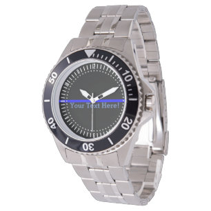 Symbolische dünne Blue Line passen mit Ihrem Text Armbanduhr