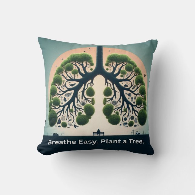 Symbolische Grüne Baumkulisse Lungen Umwelt Kunst Kissen (Vorderseite)