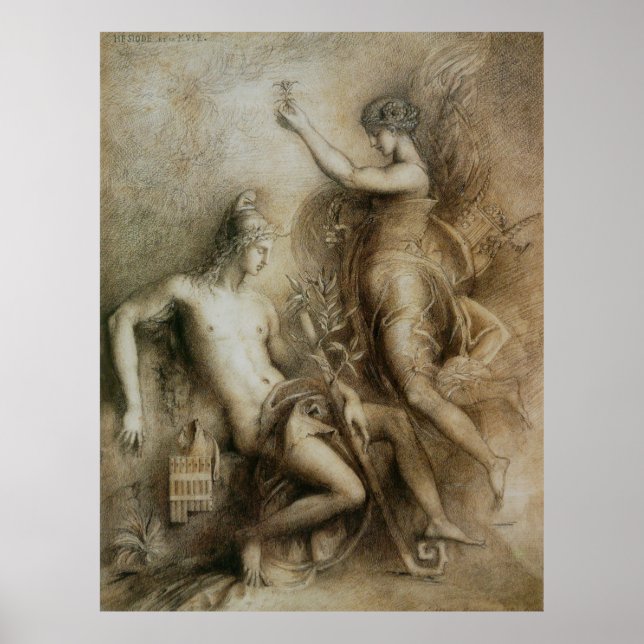 Symbolische Kunst von Hesiod und Muse von Gustave  Poster (Vorne)