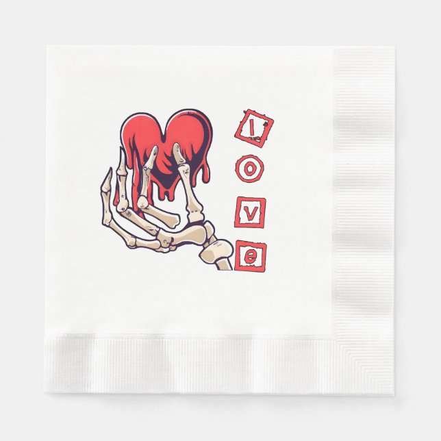 Symbolische Liebe Skeleton Hand Angebot Herz Serviette (Vorderseite)