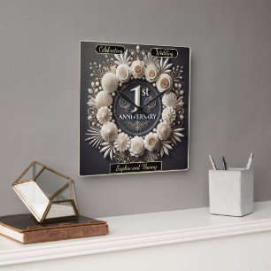 Symbolische Papierkunst für die Liebe Quadratische Wanduhr