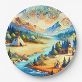 Symbolische saisonale Kunst im heiligen Tal Pappteller