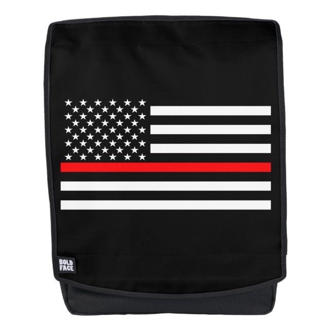 Symbolische Thin Red Line American Flag Grafik auf Rucksack (Vorderseite)
