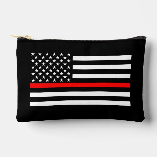 Symbolische Thin Red Line American Flag Grafik auf Zubehörtasche (Vorderseite)