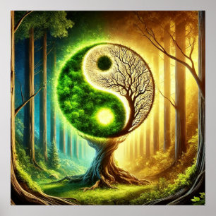 Symbolischer Baum mit Yin Yang Design Poster