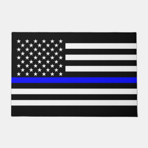 Symbolisches Design der Thin Blue Line US-Flagge Fußmatte