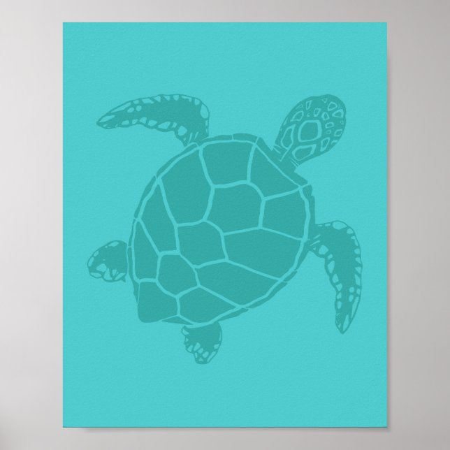 Symbolisches Sea Turtle Blue Poster (Vorne)