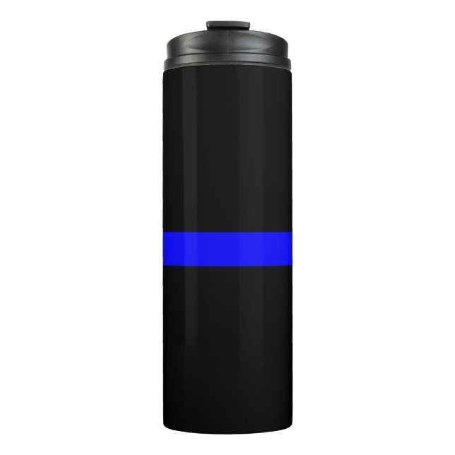 Symbolisches Thin Blue Line-Grafikdesign auf Thermosbecher (Vorderseite)