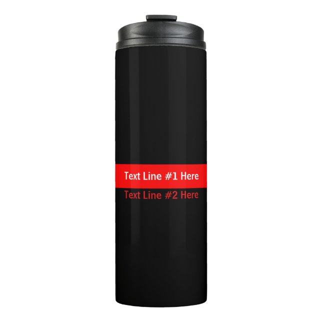 Symbolisches Thin Red Line Grafikdesign mit Text Thermosbecher (Vorderseite)