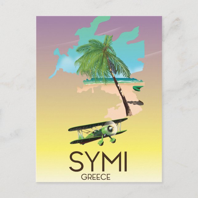 Symi Greece Reiseplakat Postkarte (Vorderseite)
