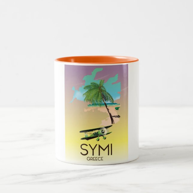 Symi Greece Reiseplakat Zweifarbige Tasse (Mittel)