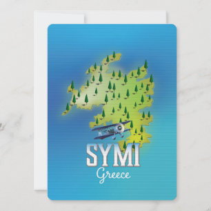 Symi-Inselkarte Griechenland Reiseplakat.