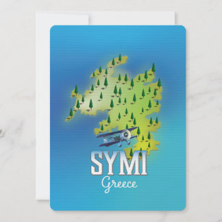 Symi Island Map Griechenland Reiseplakat.