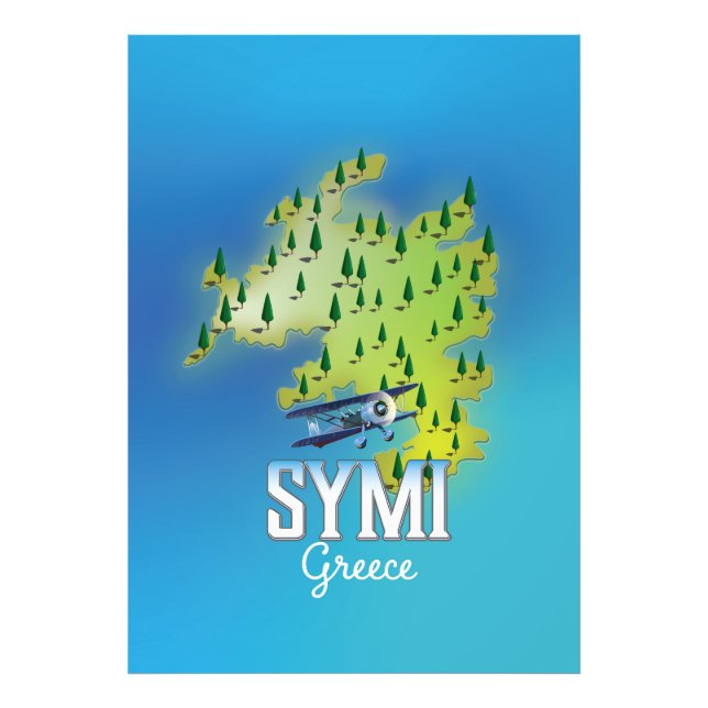 Symi Island Map Griechenland Reiseplakat. Fotodruck (Vorne)