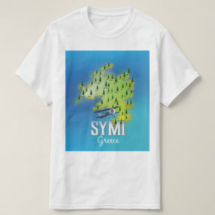 Symi Island Map Griechenland Reiseplakat. T-Shirt