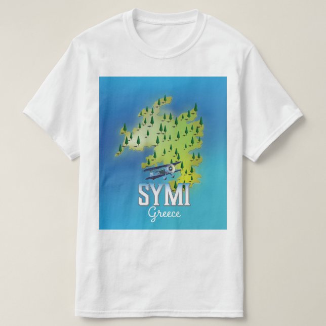 Symi Island Map Griechenland Reiseplakat. T-Shirt (Design vorne)