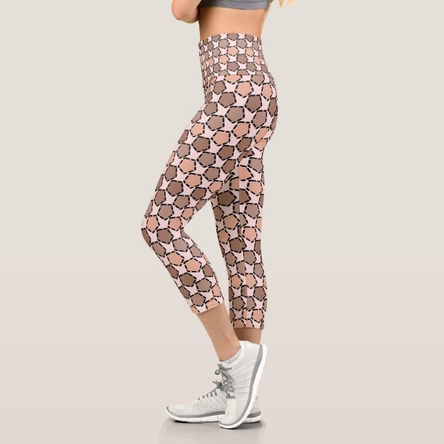 Symmetric Brown Pentagons mit gestrichelten Grenze Capri Leggings (Links)