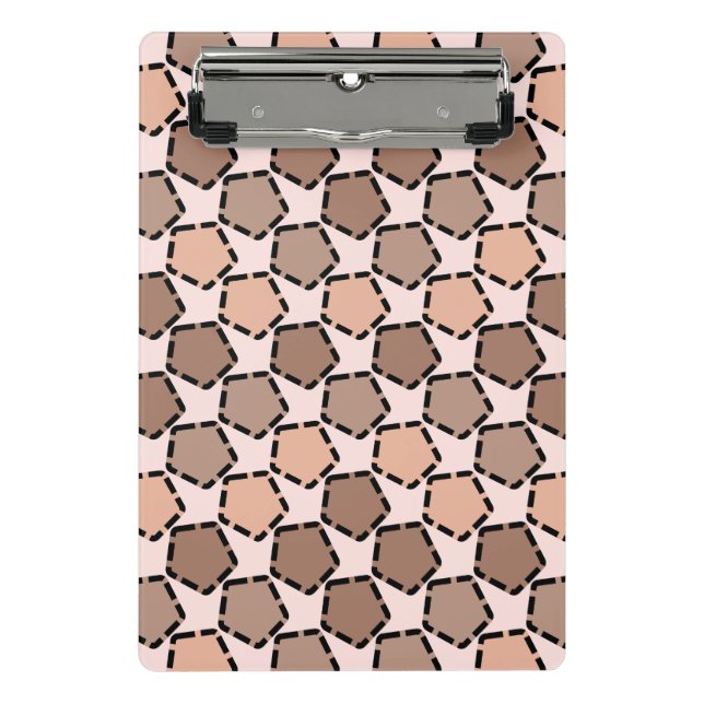 Symmetric Brown Pentagons mit gestrichelten Grenze Mini Klemmbrett (Vorderseite)