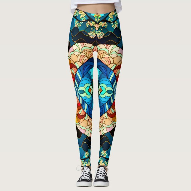 SYMMETRIC FOREST JAPANESE ART STYLE LEGGINGS (Vorderseite)