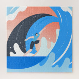 Symmetrical Abstract Pattern in Purple and White Puzzle