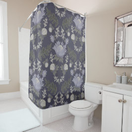Symmetrical dark purple floral pattern duschvorhang