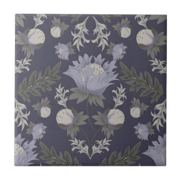 Symmetrical dark purple floral pattern fliese