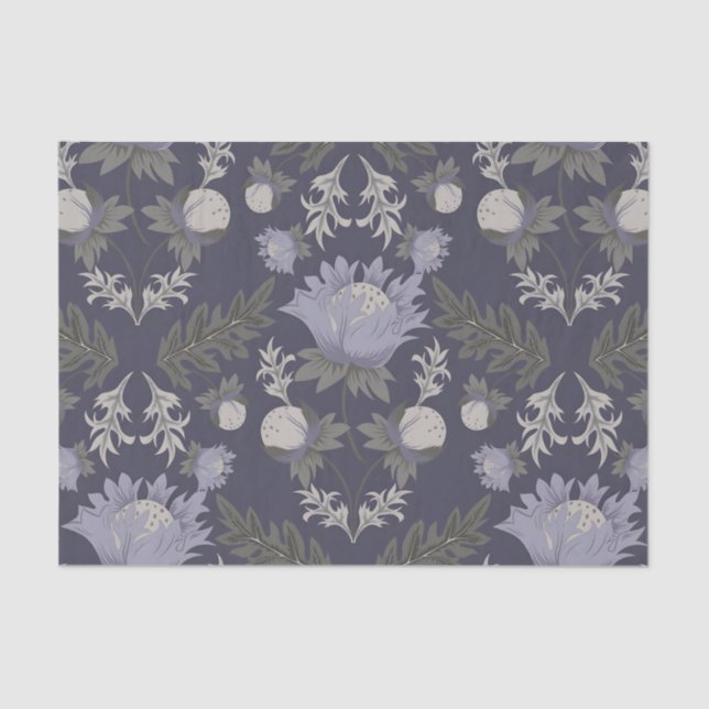 Symmetrical dark purple floral pattern seidenpapier (Vorderseite)