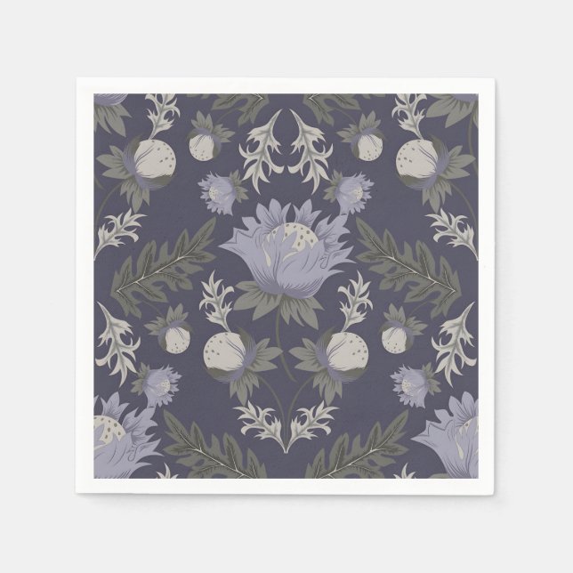 Symmetrical dark purple floral pattern serviette (Vorderseite)