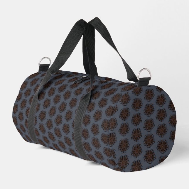 Symmetrical Line Drawing Mechanical Floral Style Duffle Bag (Linke Seite)