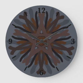 Symmetrical Line Drawing Mechanical Floral Style Große Wanduhr