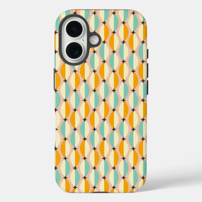 Symmetrical retro pattern with interlocking teal Case-Mate iPhone hülle (Rückseite)