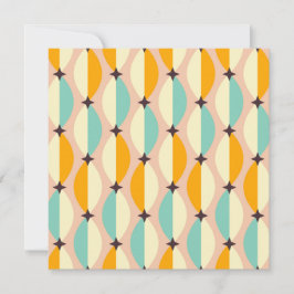 Symmetrical retro pattern with interlocking teal dankeskarte