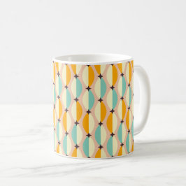 Symmetrical retro pattern with interlocking teal kaffeetasse