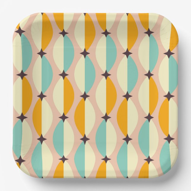 Symmetrical retro pattern with interlocking teal pappteller (Vorderseite)