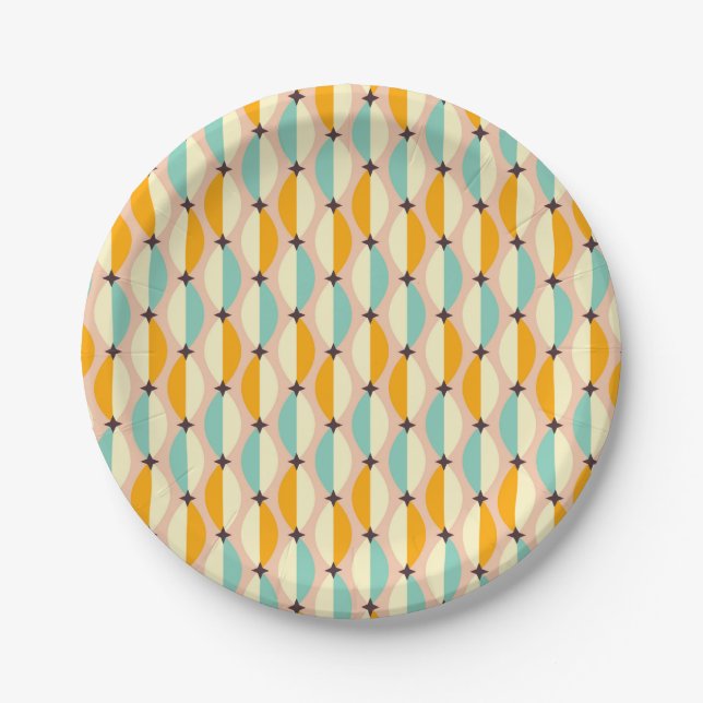 Symmetrical retro pattern with interlocking teal pappteller (Vorderseite)