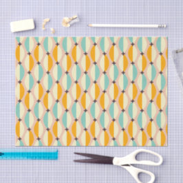Symmetrical retro pattern with interlocking teal seidenpapier