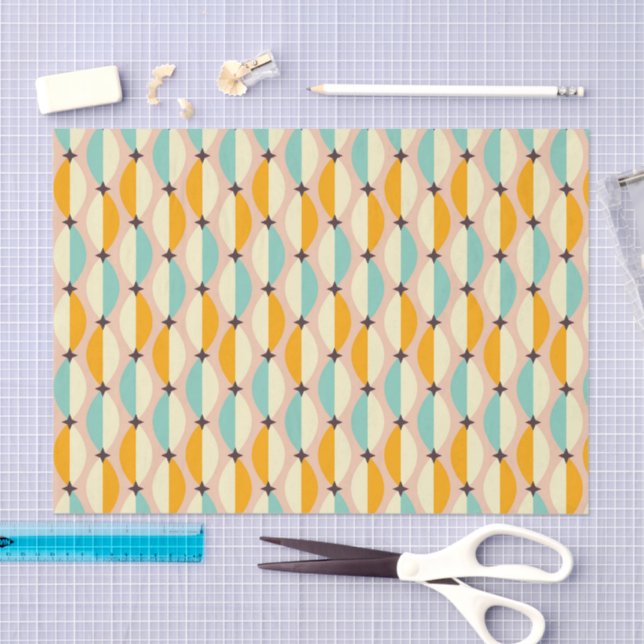 Symmetrical retro pattern with interlocking teal seidenpapier (Handwerk)