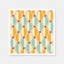 Symmetrical retro pattern with interlocking teal