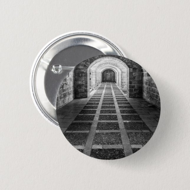 Symmetrie in Schwarz/Weiß Button (Vorne & Hinten)