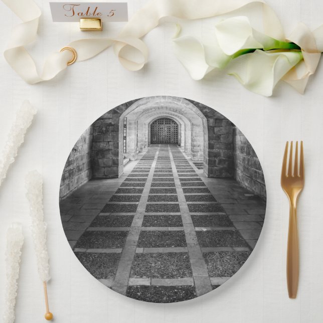 Symmetrie in Schwarz/Weiß Pappteller (Hochzeit)