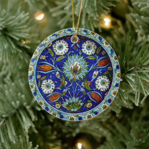 Symmetrisch Türkisch Iznik Tulip Motif Weihnachten Keramik Ornament