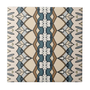 Symmetrische Beige und Blau Gemustert einzigartig Fliese