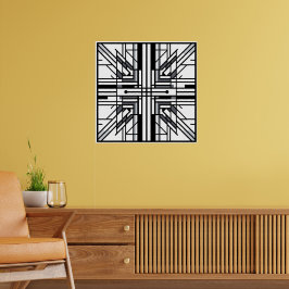 Symmetrische Gittergeometrie - Schwarz/Weiß Abstra Poster