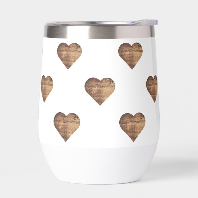 Symmetrische große rustikale braune Holzherzen (Links)