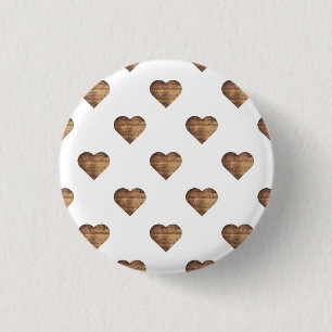 Symmetrische große rustikale braune Holzherzen Button