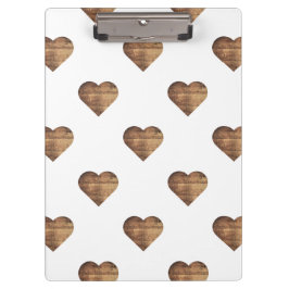 Symmetrische große rustikale braune Holzherzen Klemmbrett