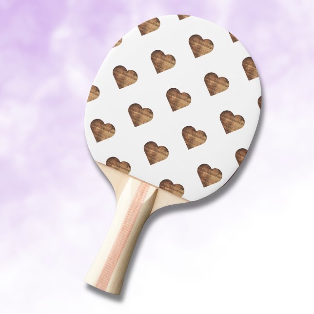 Symmetrische große rustikale braune Holzherzen Tischtennis Schläger (Von Creator hochgeladen)