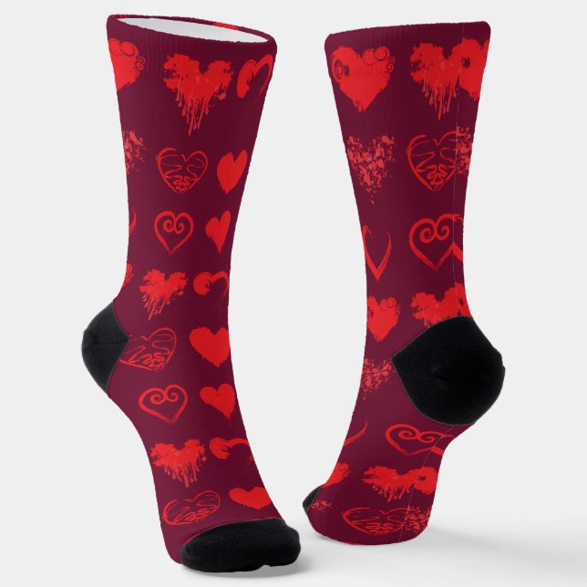 Symmetrische Grunge-Herzen Socken (Gewinkelt)