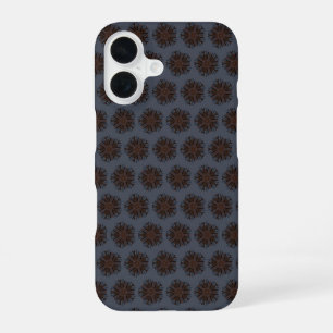 Symmetrische Linienzeichnung im mechanischen Blume iPhone 16 Hülle