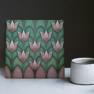Symmetrische violette lila blaue Tulpen Wanddekora Fliese